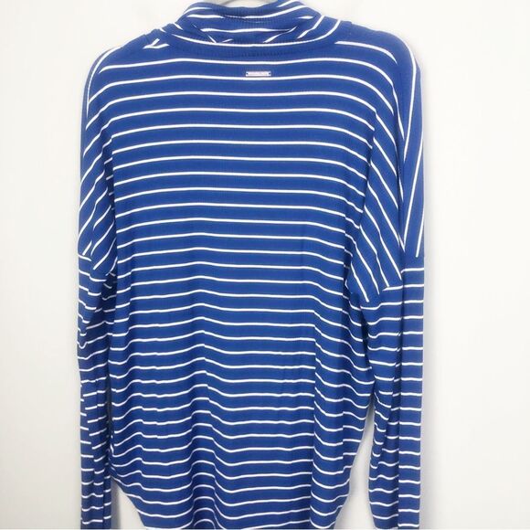 MICHAEL KORS | NEW Royal Blue/White Striped Ribbed Turtleneck Women’s Size Large - Picture 5 of 10